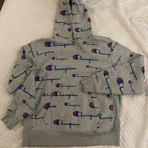 Champion Gray Hoodie with Logo Print